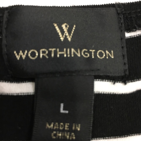 EUC WORTHINGTON B&W Balloon Sleeve, Stripe Top - Picture 8 of 9